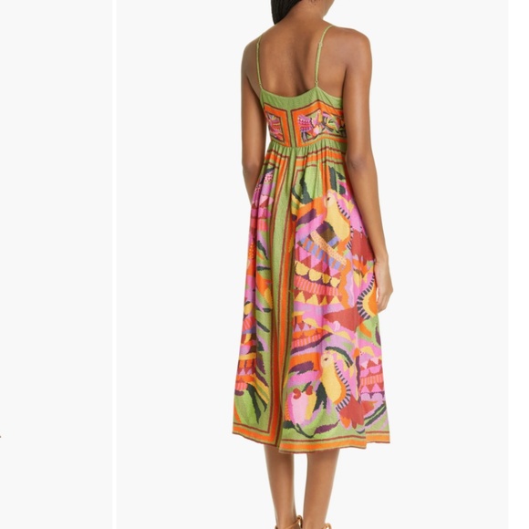 NWT $200 Toucans Scarf Cutout Midi Dress FARM Rio in size XL! - Picture 2 of 7